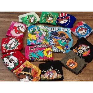Buc-ee's "Bundle Of  14" Size Large Holiday & Florida-Theme T Shirts
